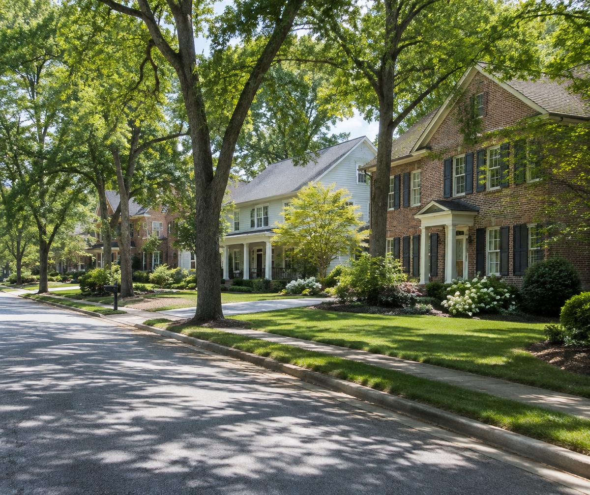 Illustrative tree-lined North Carolina residential street